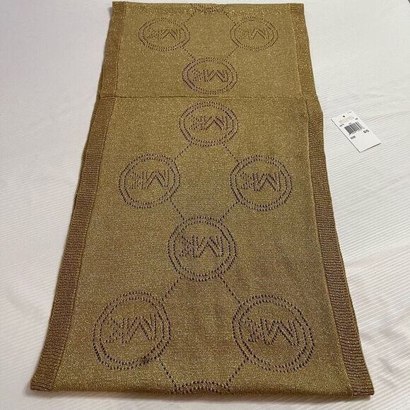 NWT Michael Kors Tan/Light Brown Logo Patterned Infinity Scarf NEW - Picture 6 of 6